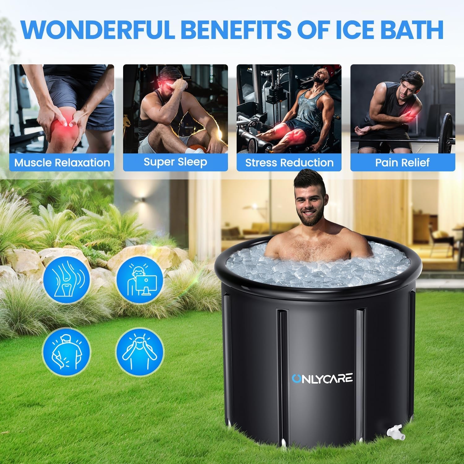 Athlete'S Chilled Immersion Bath with Lid: 115 Gallon Multi-Layered Portable Cold Soak Tub for Restorative Therapy